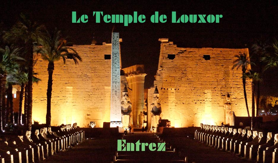 le temple de louxor la nuit avec l'allee des sphinx